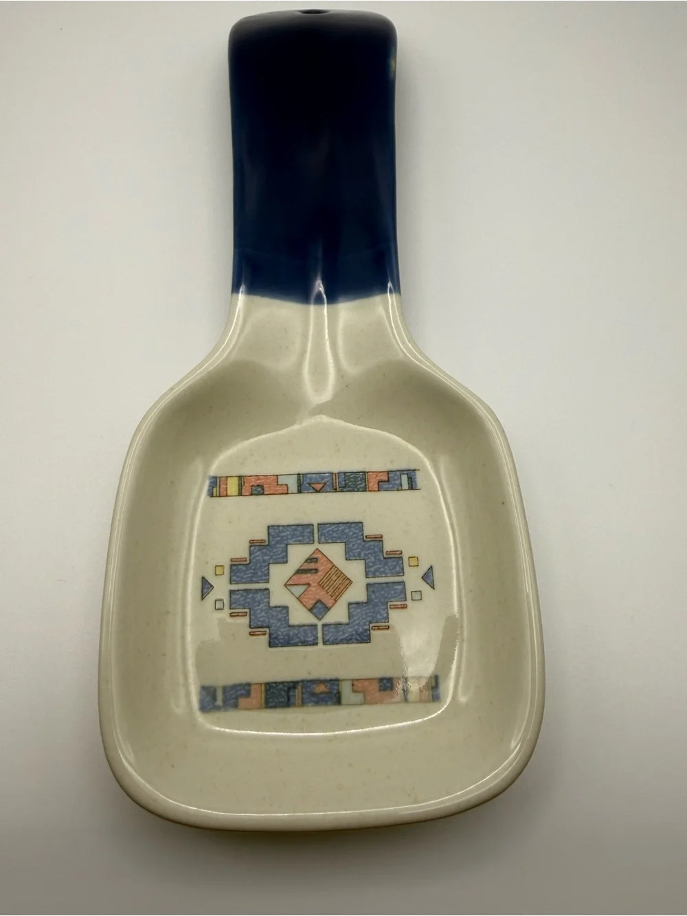 Vintage Otagiri Mary Ann Baker Spoon Rest Southwestern Blue Stoneware Japan 10”